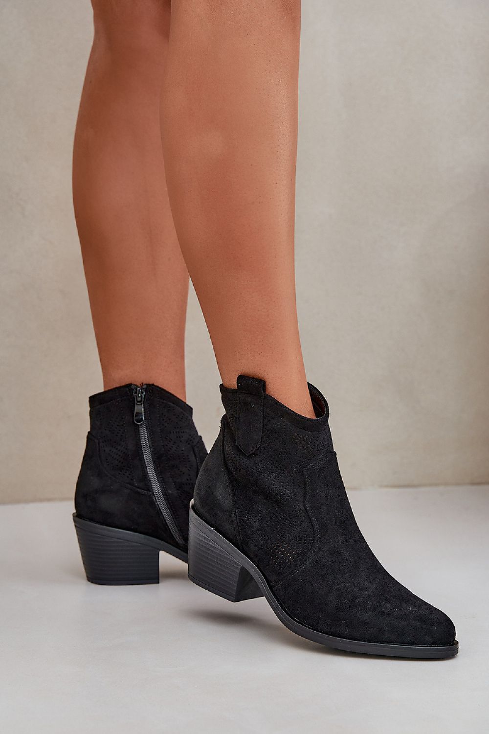 Elegant Women's Eco Suede Ankle Boots with Lace Upper, 6.5 cm Heel, Sizes EU 36-41