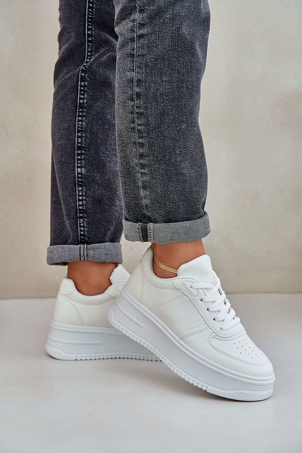 Eco-Leather Platform Sneakers for Women, Comfortable Classic Design, Sizes EU 36-41