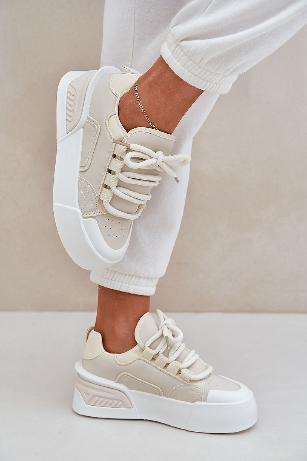 Women's Eco Leather Platform Sneakers With Removable Foam Insole - Size EU 36-41