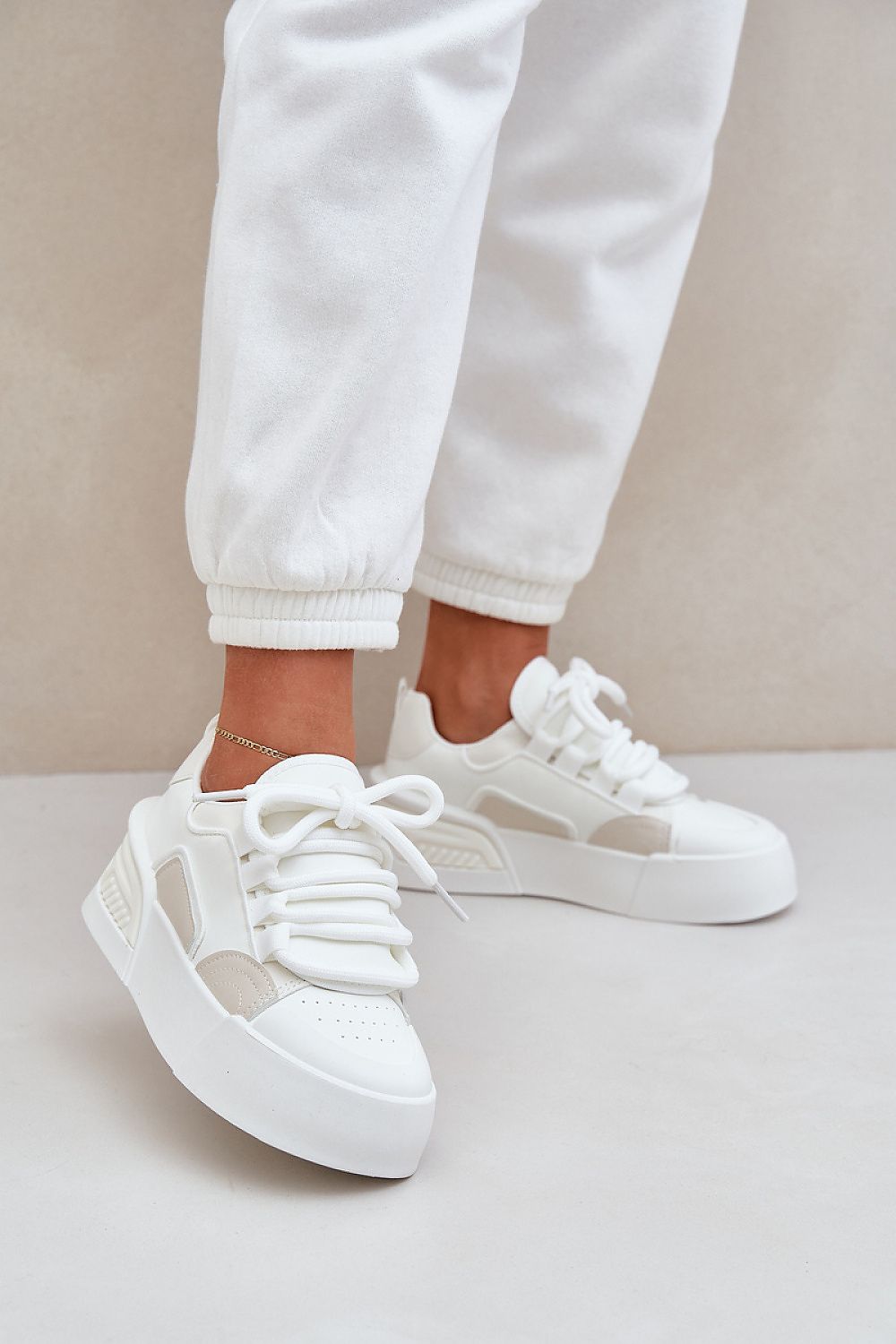Women's Eco Leather Platform Sneakers With Removable Foam Insole - Size EU 36-41