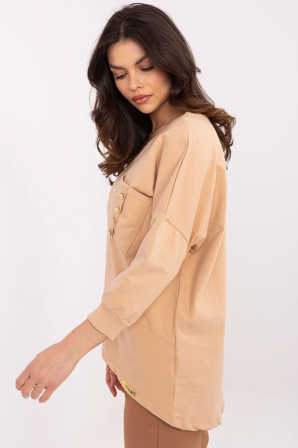 Elegant Everyday Cotton Blouse With 3/4 Sleeves & Pocket - Sizes S, M, L, XL