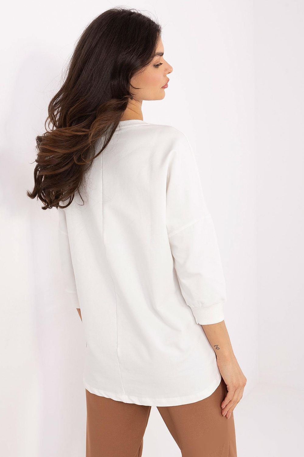 Elegant Everyday Cotton Blouse With 3/4 Sleeves & Pocket - Sizes S, M, L, XL