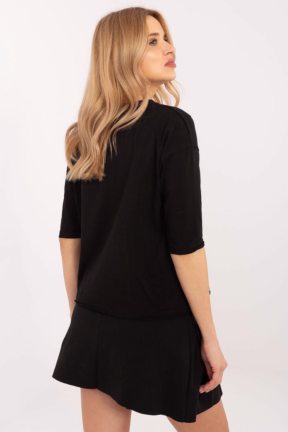Elegant Casual Women's Blouse in Cotton and Spandex - Sizes S to XL with Stylish Studs and Inscriptions
