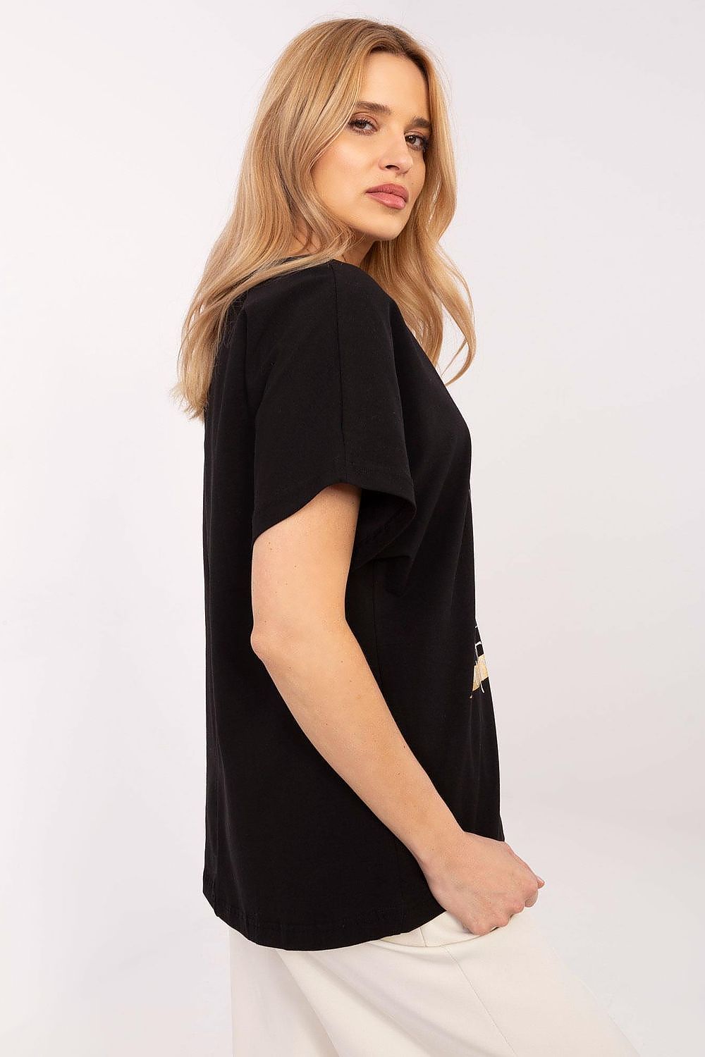 Elegant Oversized Floral Print Blouse with Rhinestones - Sizes S to XL