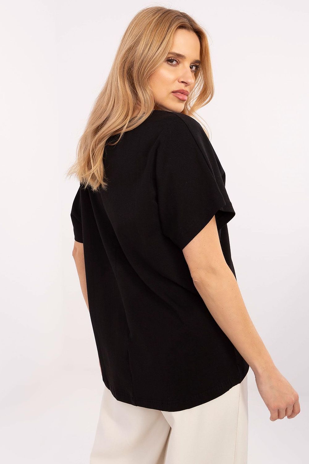 Elegant Oversized Floral Print Blouse with Rhinestones - Sizes S to XL
