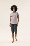 Luxurious Cotton Women's Pajamas Set | Sizes S, M, L, XL | Stylish Short-Sleeve Blouse & 3/4 Pants