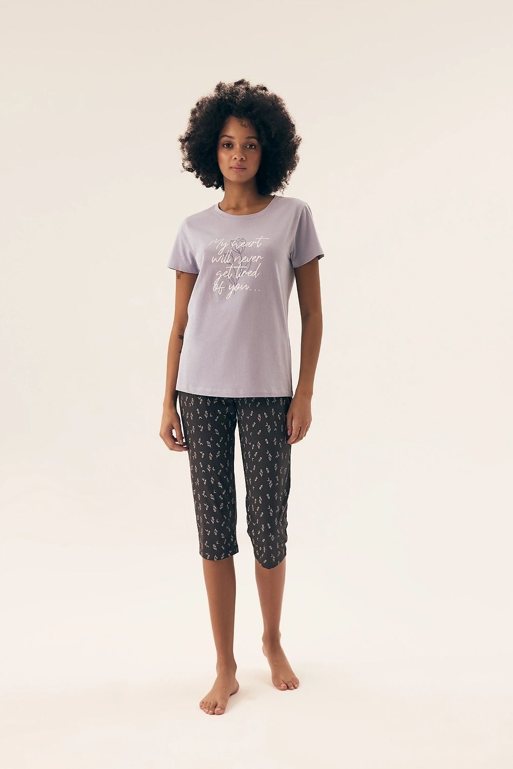 Luxurious Cotton Women's Pajamas Set | Sizes S, M, L, XL | Stylish Short-Sleeve Blouse & 3/4 Pants