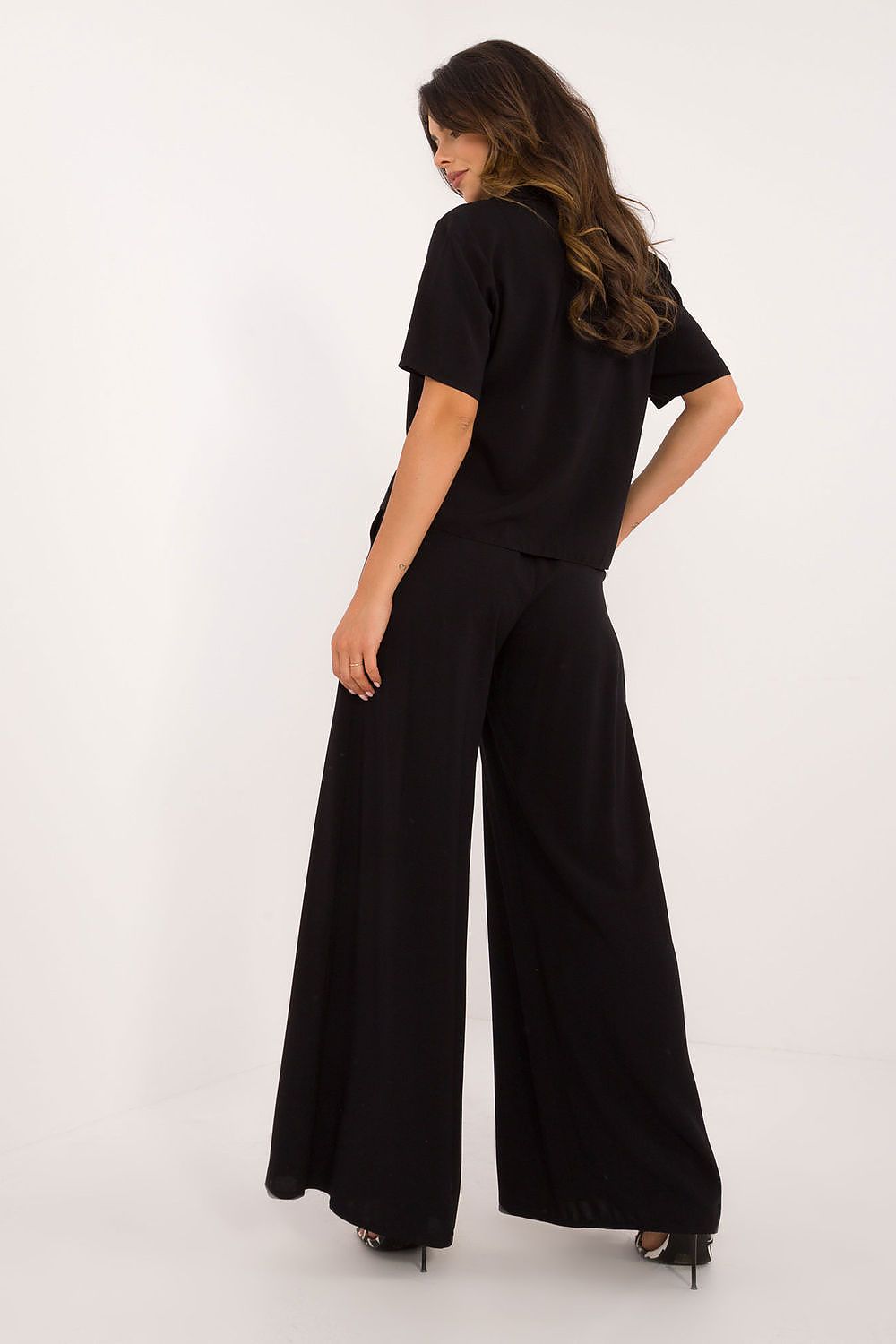 Elegant Viscose Set With High Waist Trousers And Classic Cut Shirt | EU S/M | US S/M