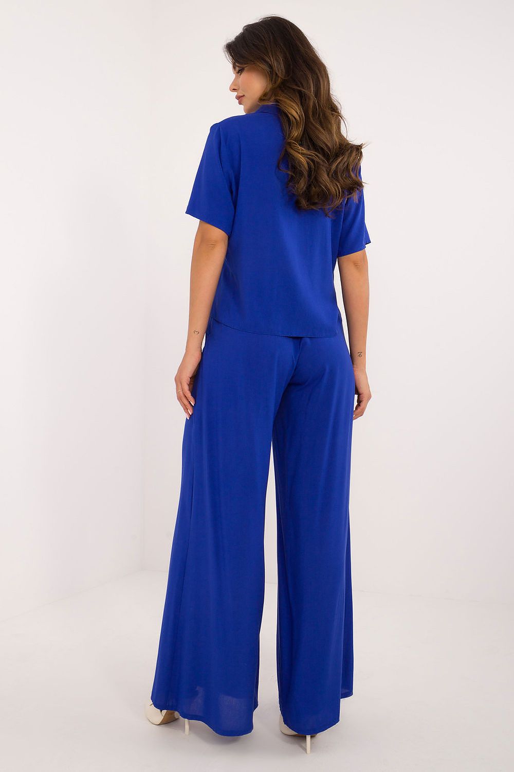Elegant Viscose Set With High Waist Trousers And Classic Cut Shirt | EU S/M | US S/M