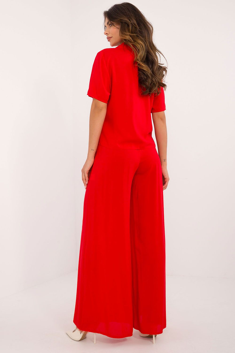Elegant Viscose Set With High Waist Trousers And Classic Cut Shirt | EU S/M | US S/M