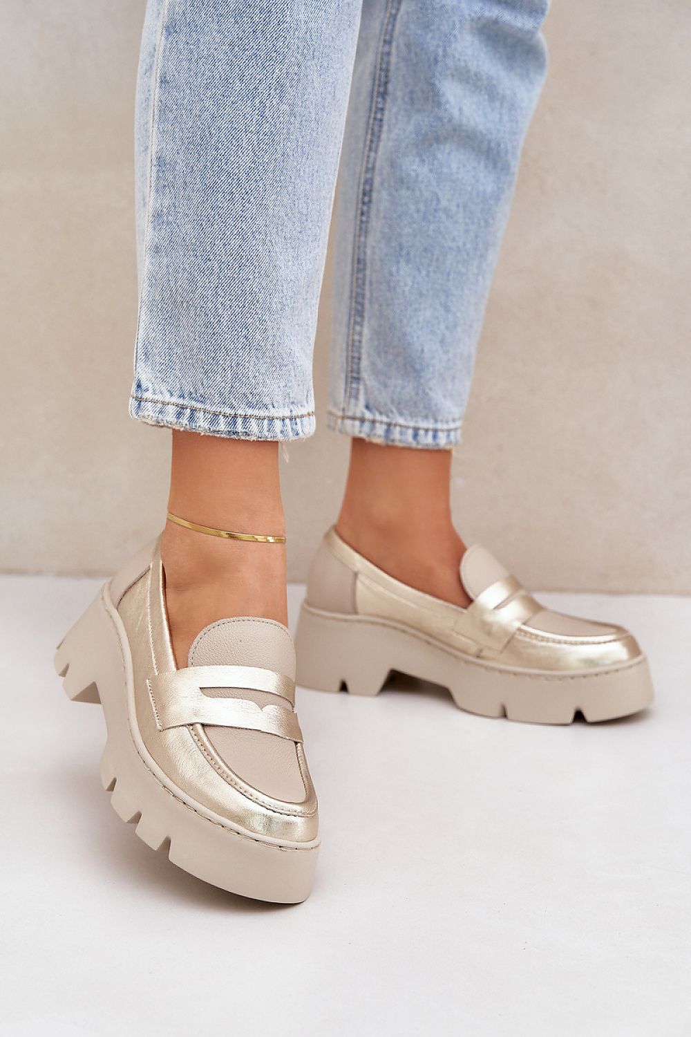 Elegant Women's Natural Leather Moccasins | Platform & Flat Heel | Sizes EU 36-41