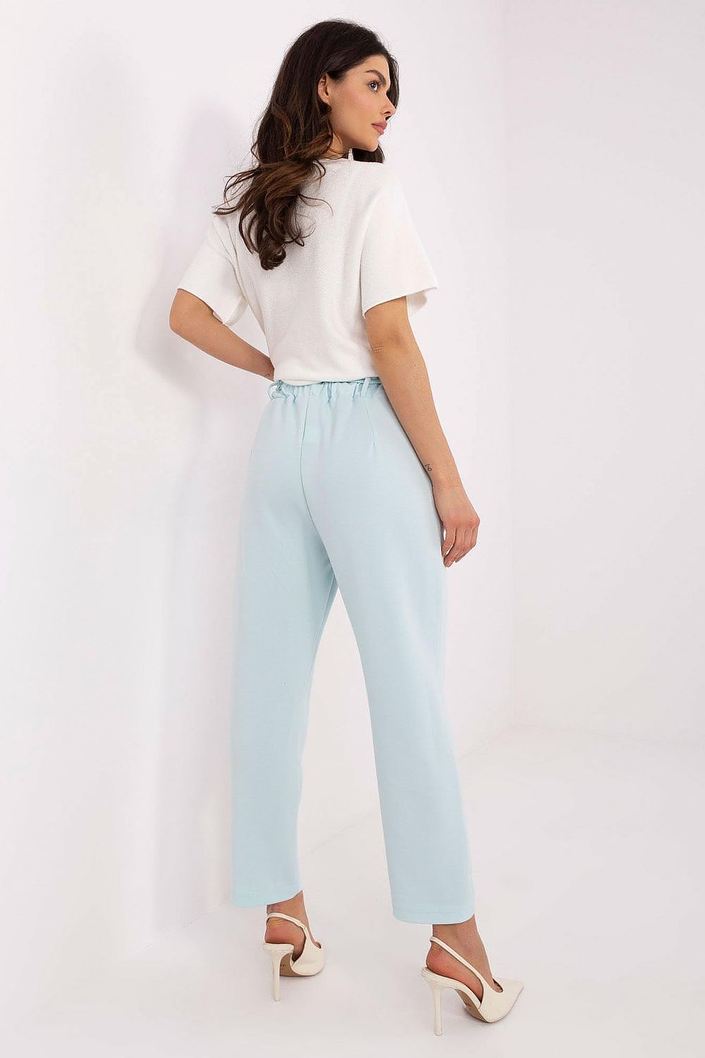 Luxury Women's High-Waisted Tracksuit Trousers with Detachable Brooch, EU Size 0 - Elegant Fit by Italy Moda