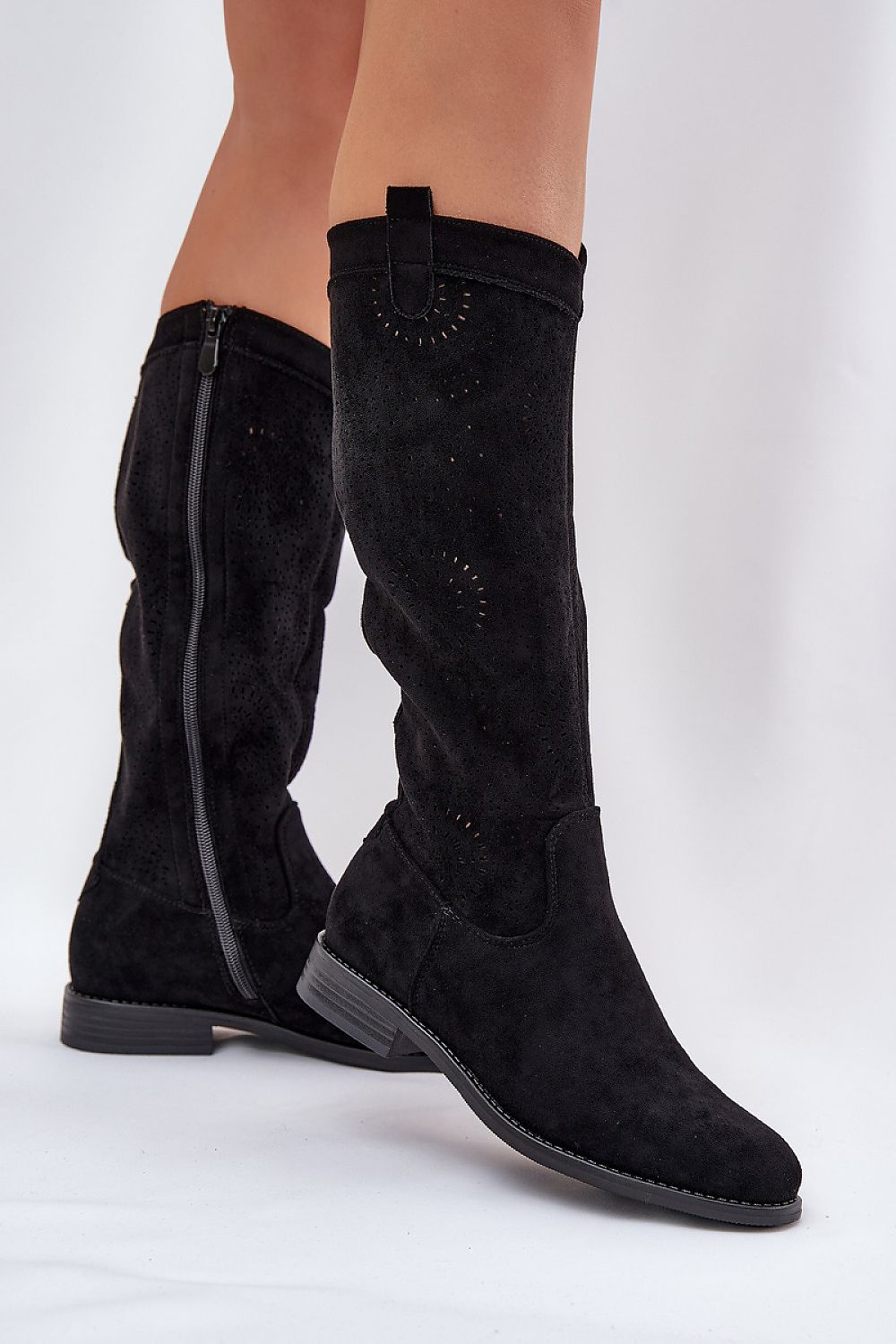 Elegant Women's Thigh-High Eco Suede Boots, Flat 3 cm Heel, Sizes EU 36-41