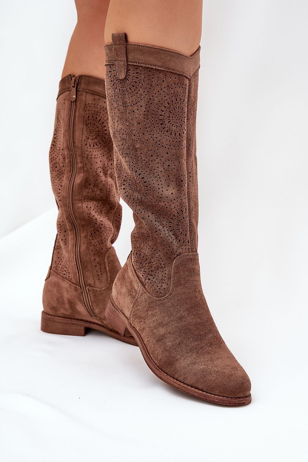 Elegant Women's Thigh-High Eco Suede Boots, Flat 3 cm Heel, Sizes EU 36-41
