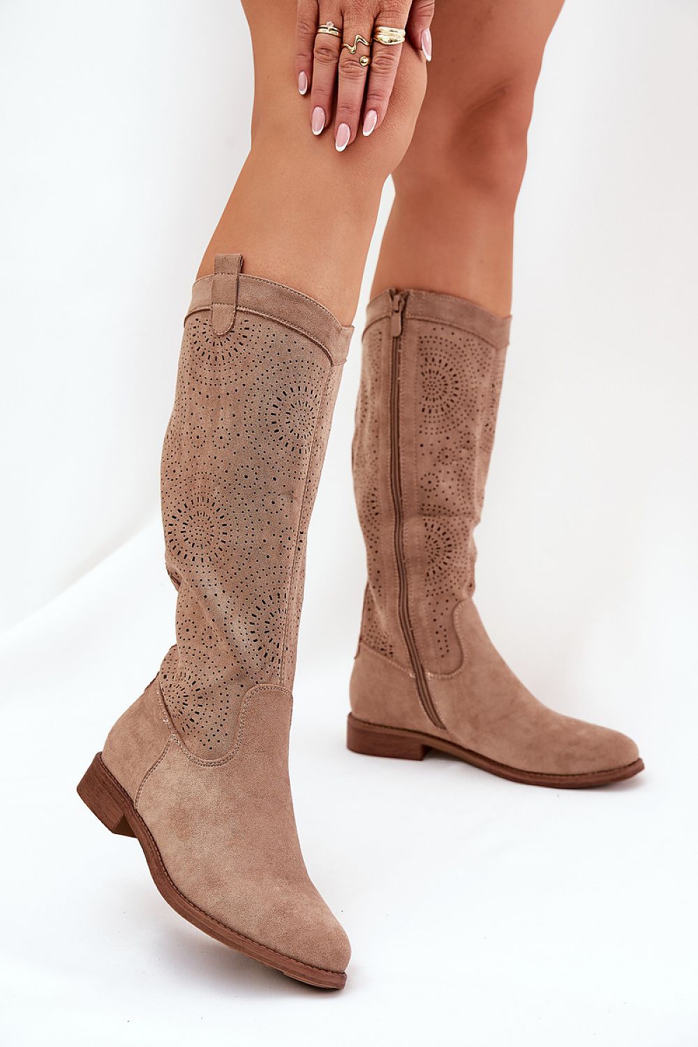 Elegant Women's Thigh-High Eco Suede Boots, Flat 3 cm Heel, Sizes EU 36-41