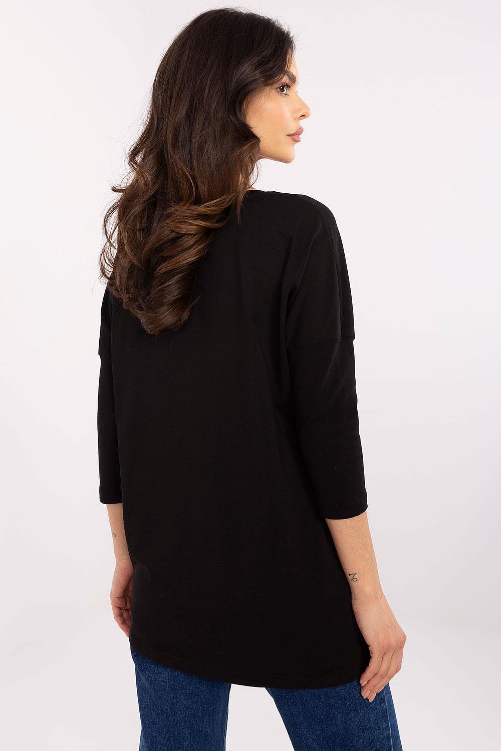 Casual Women's Blouse in Sizes S to XL - Soft Cotton Blend with Stylish Ribbed Sleeves