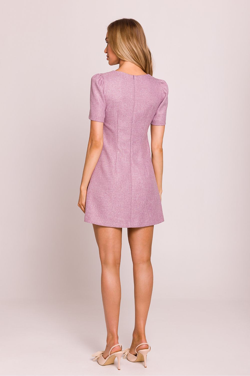 Charming Mini Dress with Heart-Shaped Gold Buttons - Sizes S to XXL - Elegant Trapeze Cut by Moe
