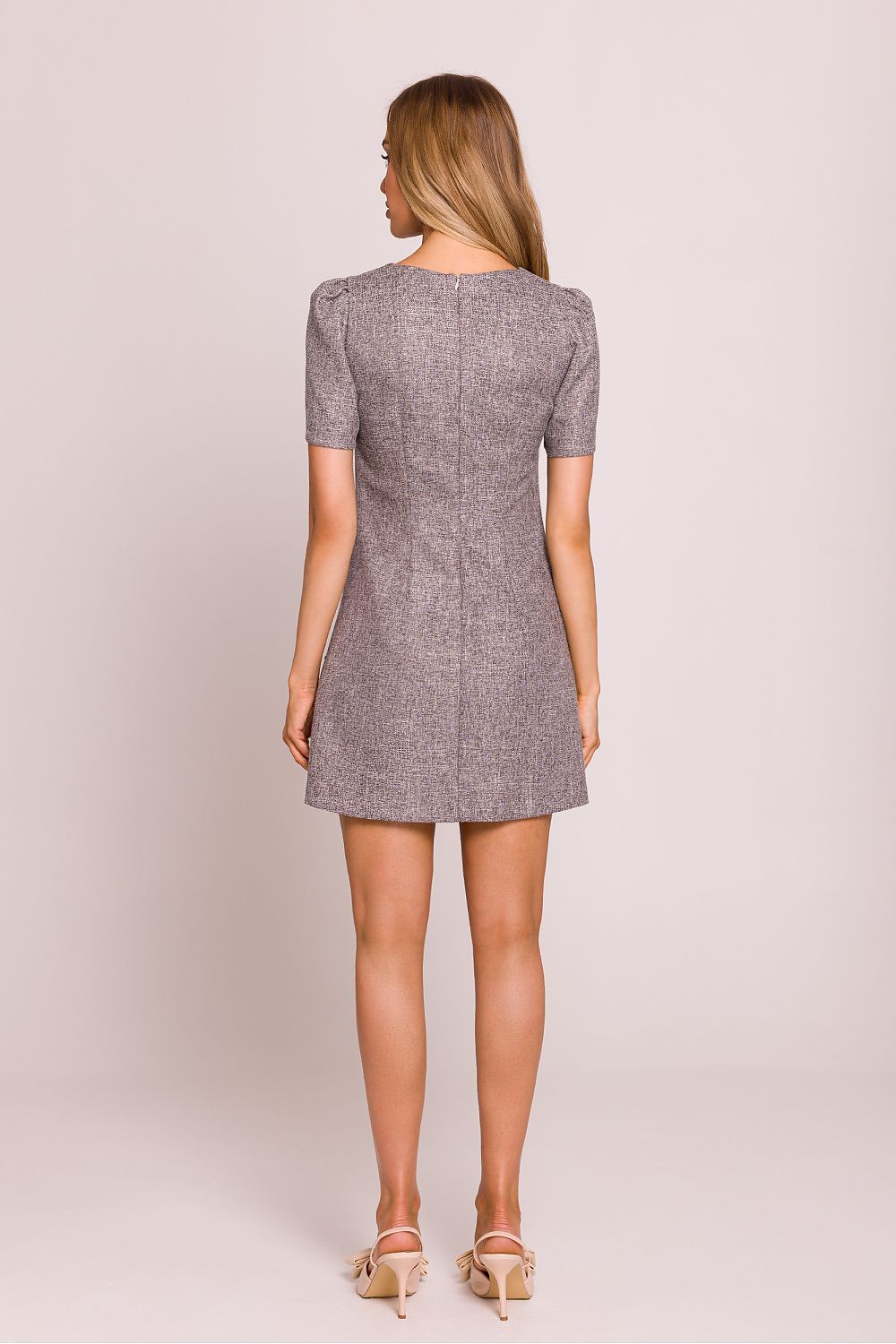 Charming Mini Dress with Heart-Shaped Gold Buttons - Sizes S to XXL - Elegant Trapeze Cut by Moe