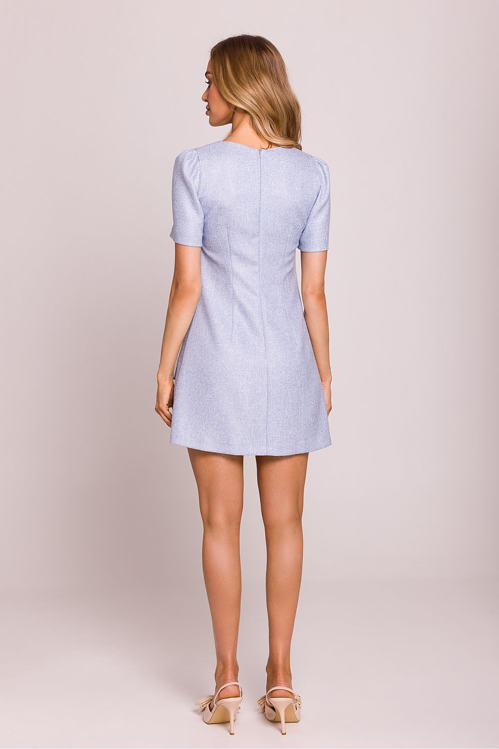 Charming Mini Dress with Heart-Shaped Gold Buttons - Sizes S to XXL - Elegant Trapeze Cut by Moe