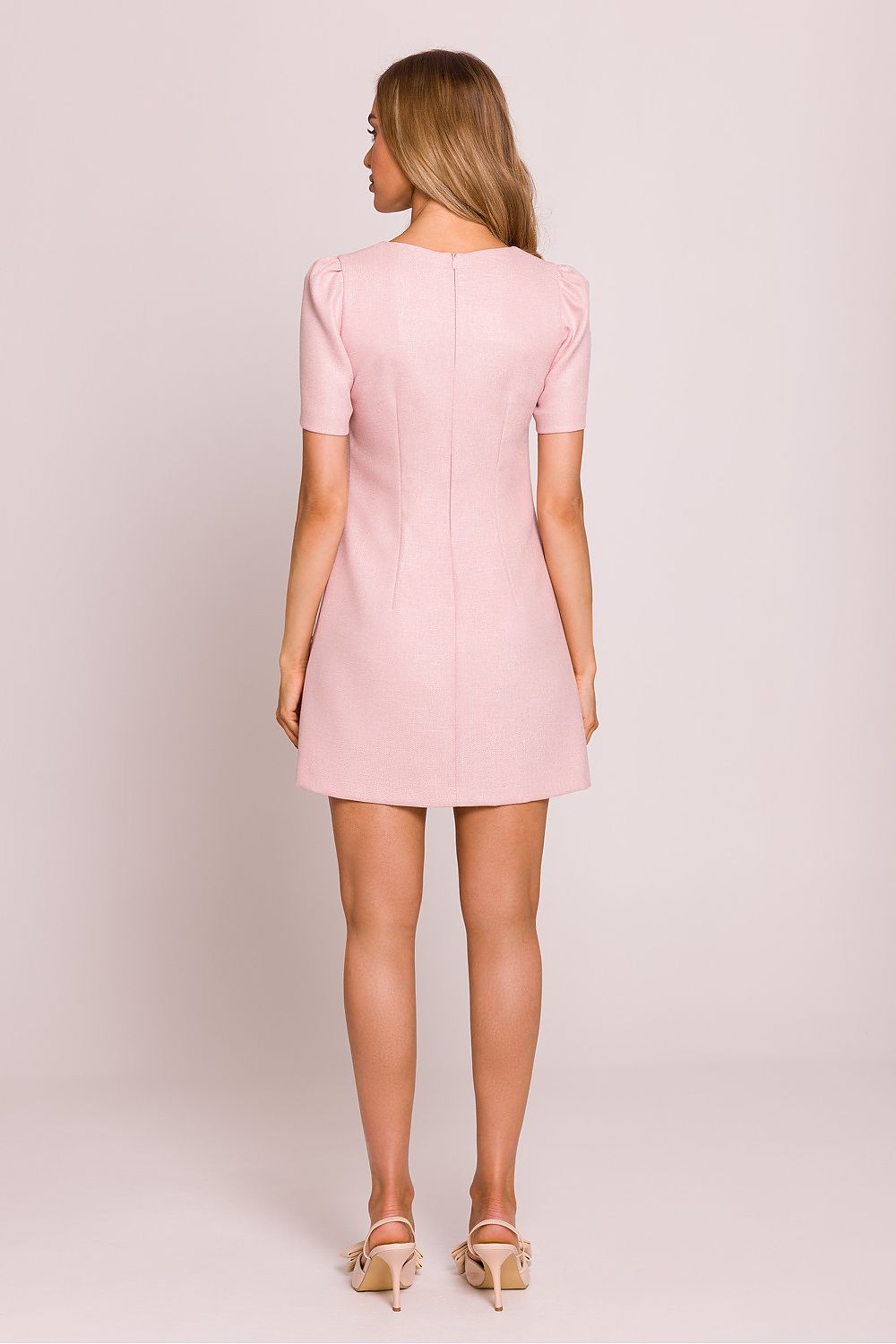Charming Mini Dress with Heart-Shaped Gold Buttons - Sizes S to XXL - Elegant Trapeze Cut by Moe