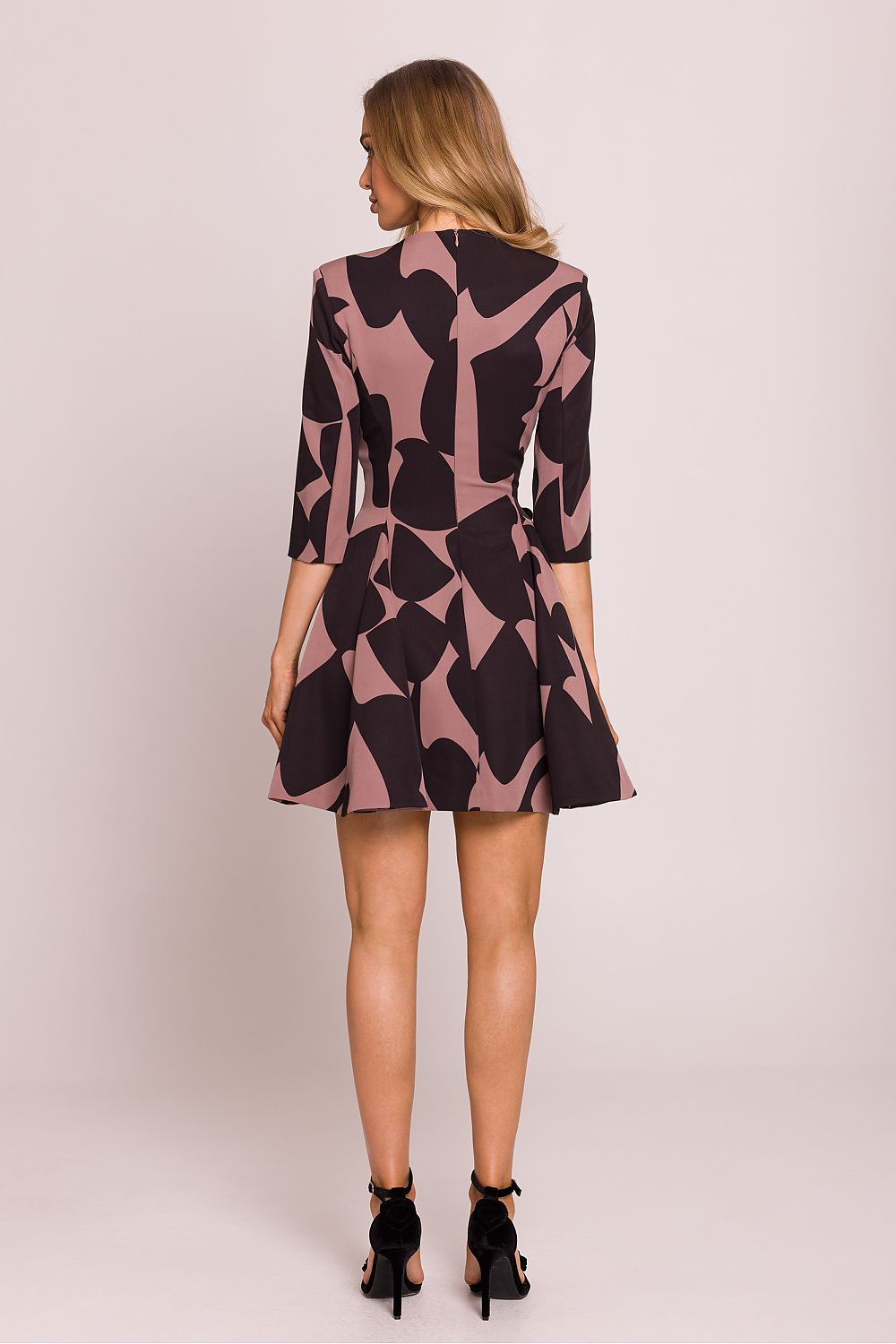 Charming V-Neck Mini Dress with Elbow-Length Sleeves, Decorative Buttons, Sizes S-XL