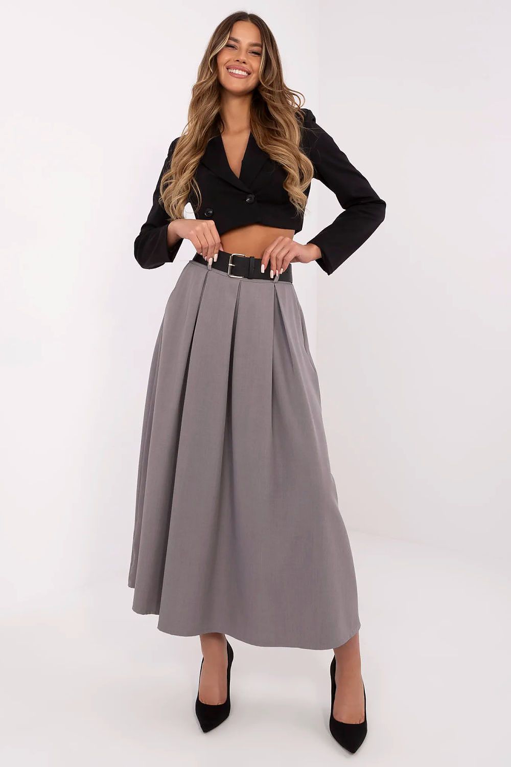 Elegant Long Maxi Skirt with Side Pockets, Elastic Waist, Size EU 0 - Perfect for Everyday & Formal Wear