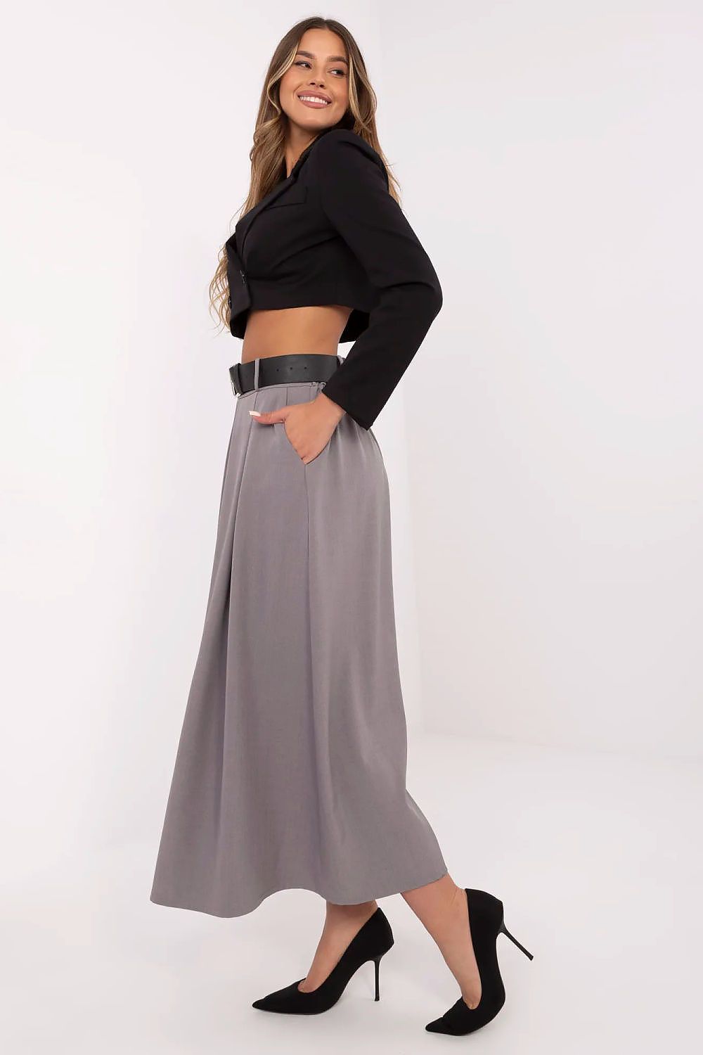 Elegant Long Maxi Skirt with Side Pockets, Elastic Waist, Size EU 0 - Perfect for Everyday & Formal Wear