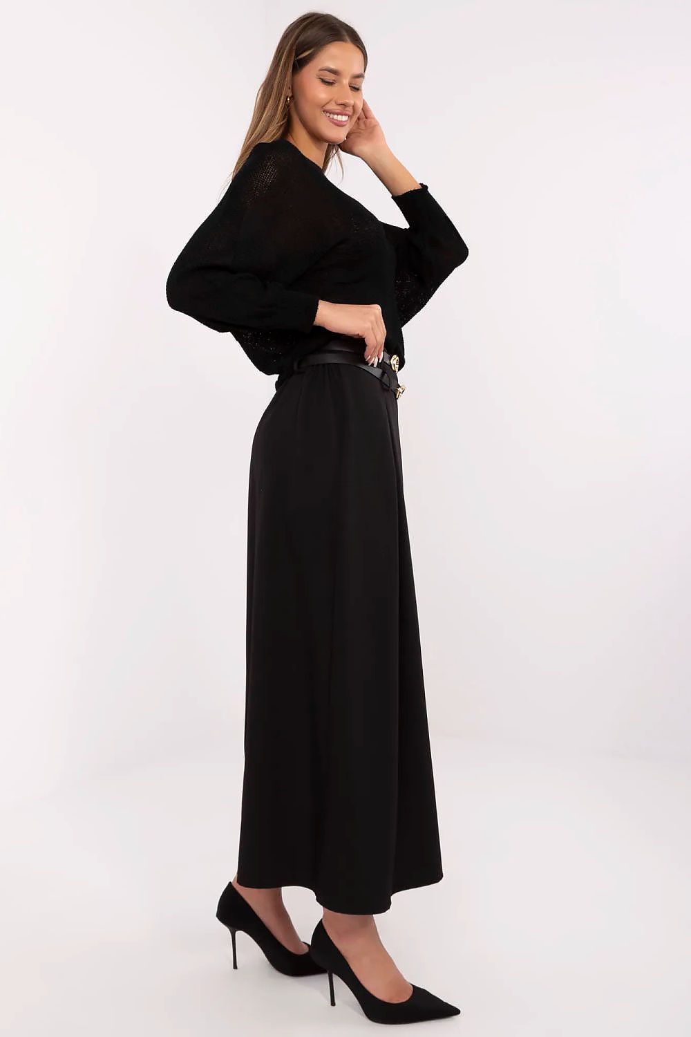 Elegant Maxi Skirt by Italy Moda - Comfortable Polyester with Spandex, EU Sizes 0-2, Stylish Pleats & Belts