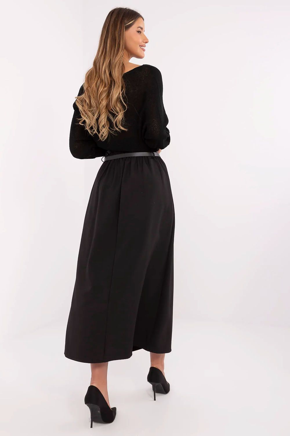 Elegant Maxi Skirt by Italy Moda - Comfortable Polyester with Spandex, EU Sizes 0-2, Stylish Pleats & Belts