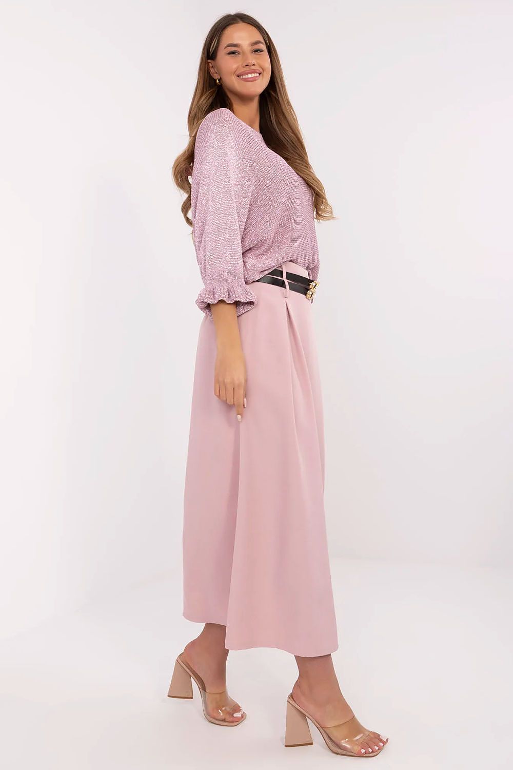 Elegant Maxi Skirt by Italy Moda - Comfortable Polyester with Spandex, EU Sizes 0-2, Stylish Pleats & Belts