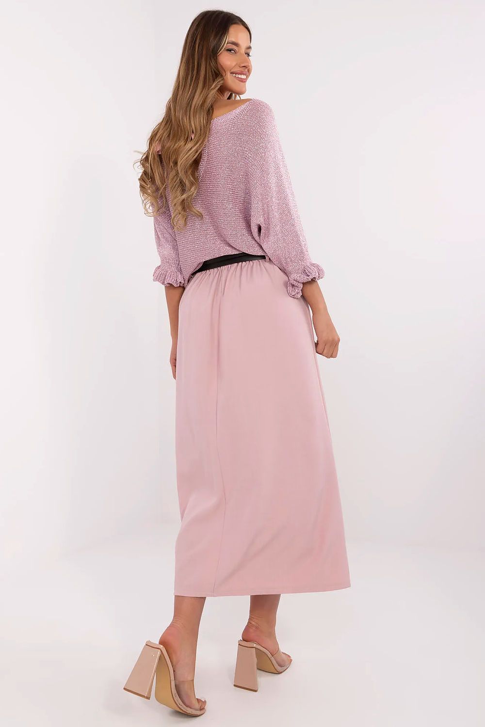 Elegant Maxi Skirt by Italy Moda - Comfortable Polyester with Spandex, EU Sizes 0-2, Stylish Pleats & Belts