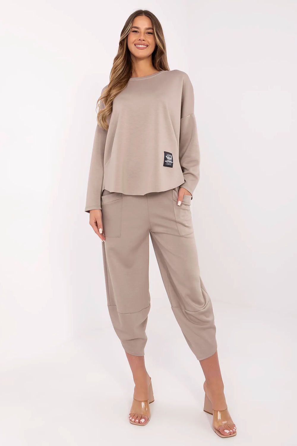 Italy Moda Women's 2-Piece Tracksuit Set - High Waist Pants & Long Sleeve Sweatshirt, EU Sizes 0-5