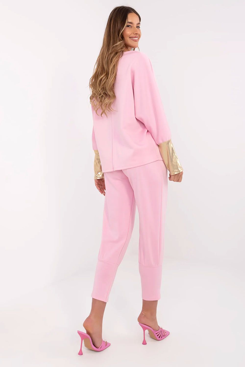 Elegant Women's Set - Boat Neck Blouse & High-Waisted Pants, EU Size 0, Soft Viscose Blend