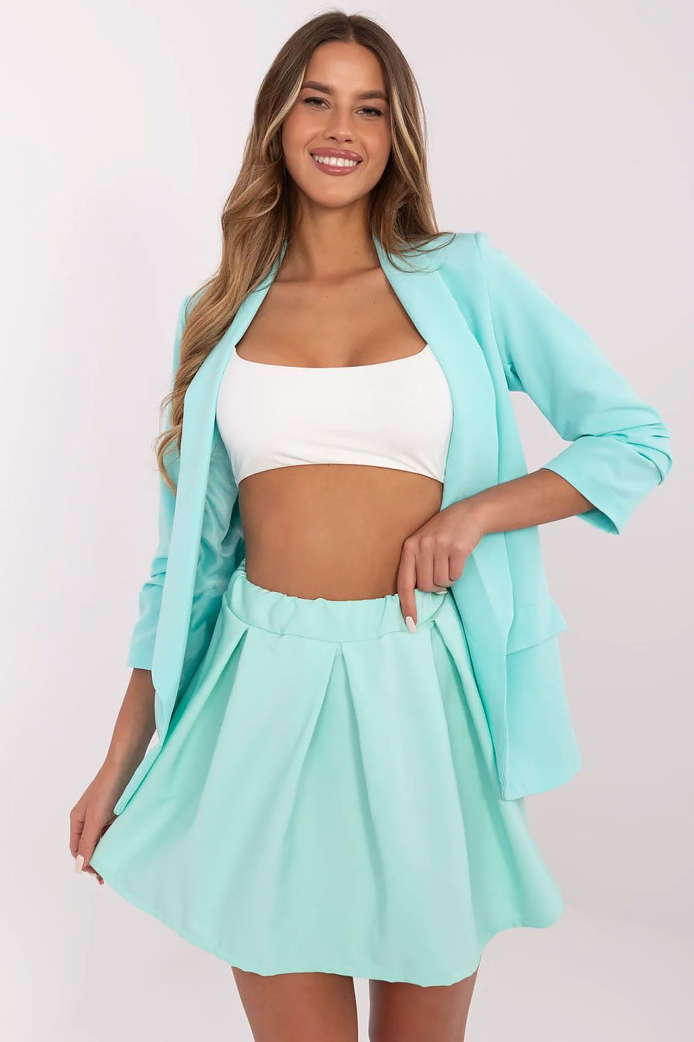 Elegant Flared Skirt With Built-In Shorts, Lightweight Polyester, EU Size 0, Perfect For Work And Casual Wear