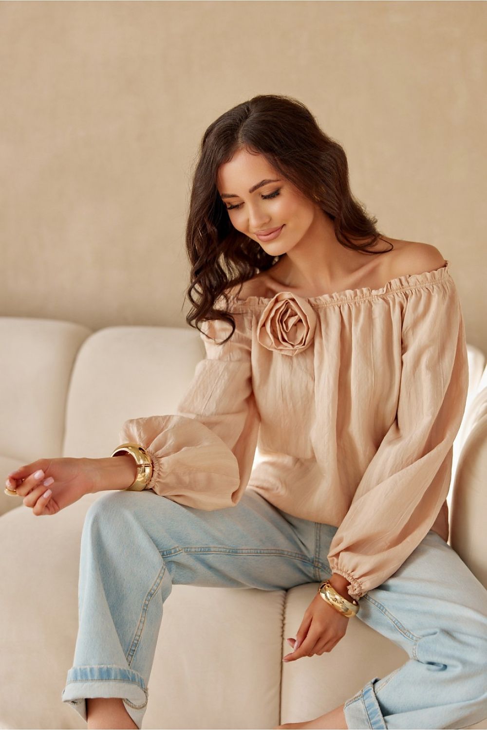 Elegant Roco Fashion Blouse with Long Puffy Sleeves | Sizes EU 36-40