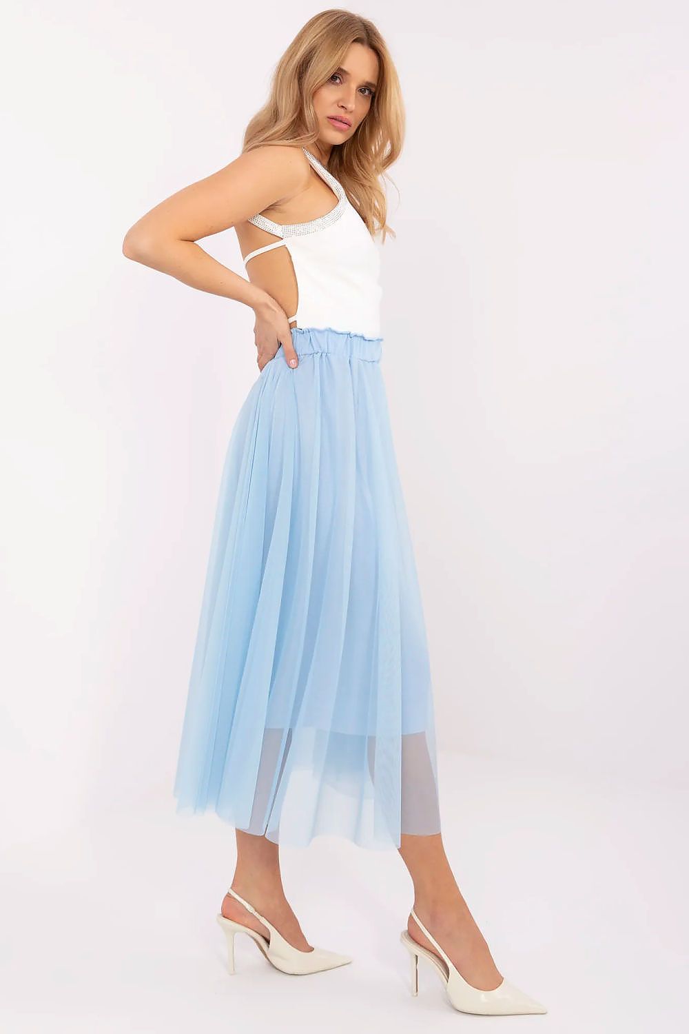 Elegant Tulle Midi Skirt by Italy Moda | Casual & Party Wear | Size EU 0, Waist 68-104 cm