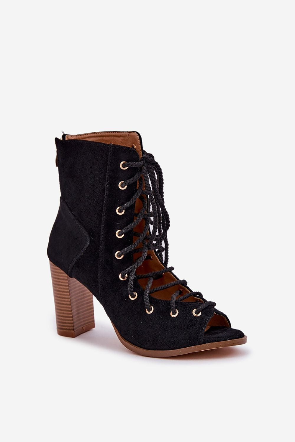 Elegant Eco-Suede Women's Block Heel Sandals with Laced Upper, Sizes EU 36-41