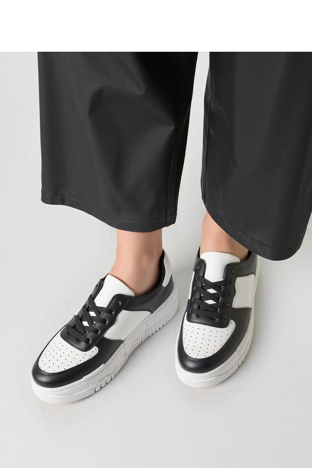 Inello Vexana Black Eco-Leather Sneakers for Women - Stylish Comfort with Thick Rubber Sole