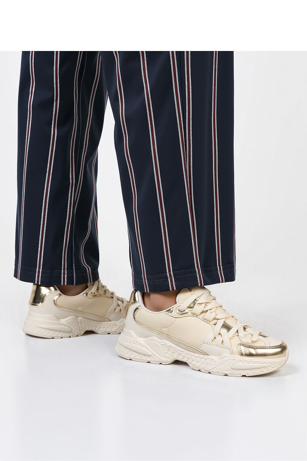 Inello Celeste Beige Sneakers with Gold Accents – Stylish Chunky Sole Sports Shoes, Sizes 3-8