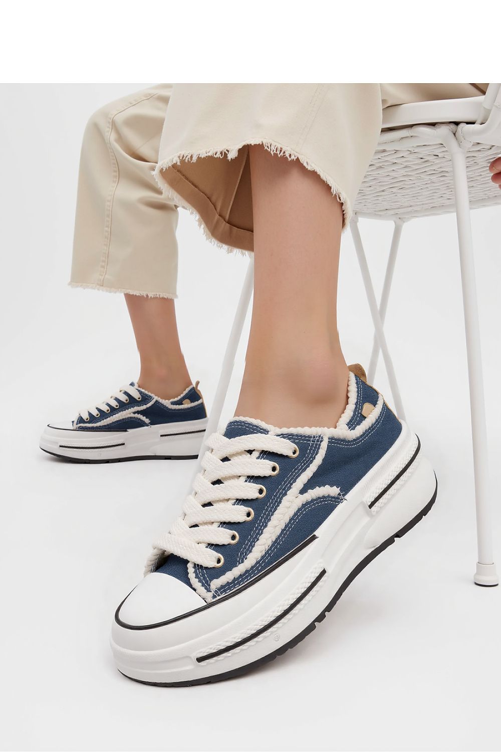 Inello ROGUE Vintage Denim Sneakers With Chunky Sole - Trendy Streetwear Style, Sizes 36-41