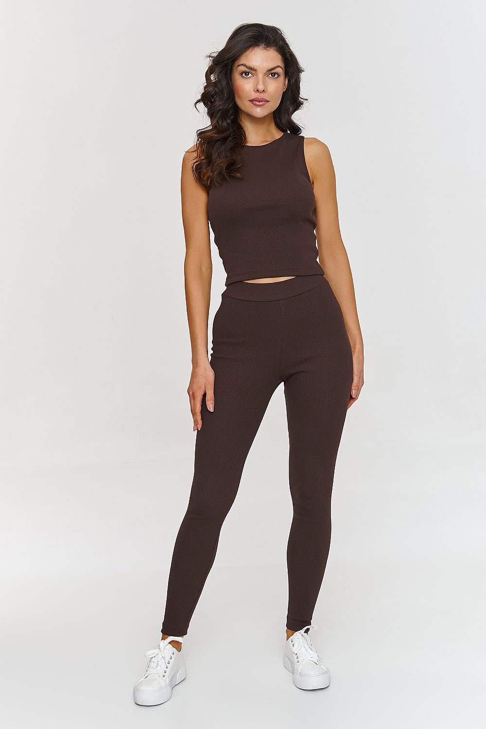 Luxury Makadamia Women's Tracksuit Set - Oversized Sweatshirt & Fitted Ribbed Leggings, Sizes EU 0-44
