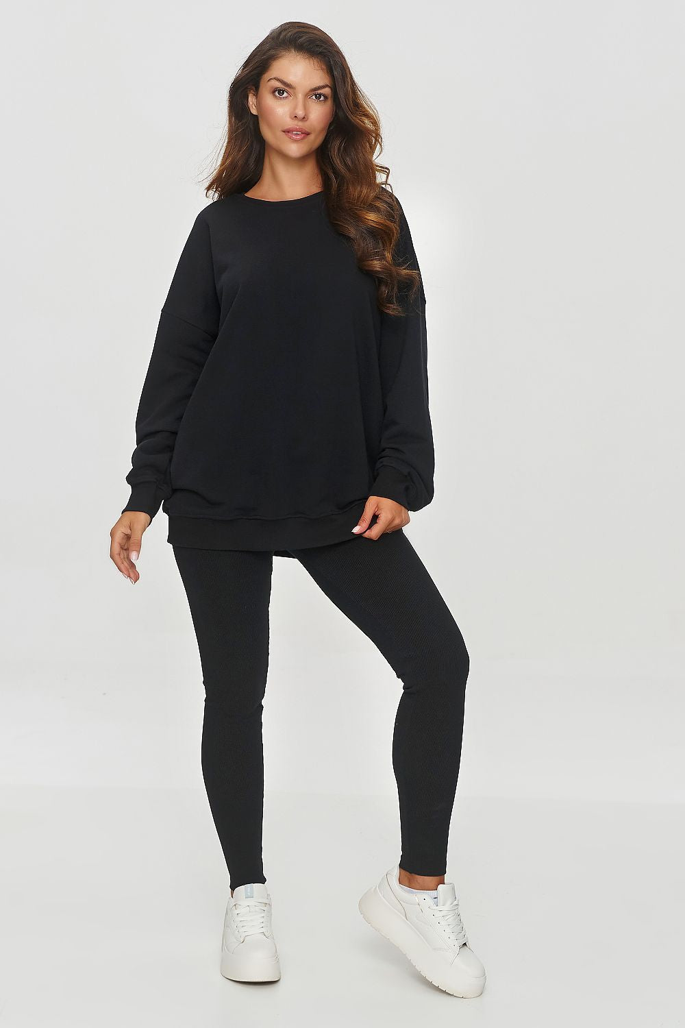 Elegant High-Waisted Long Leggings by Makadamia - Fitted, Soft, Ribbed - EU Sizes 0