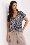 Elegant V-Neck Printed Blouse in Soft Viscose – Comfortable Everyday Style by Sublevel