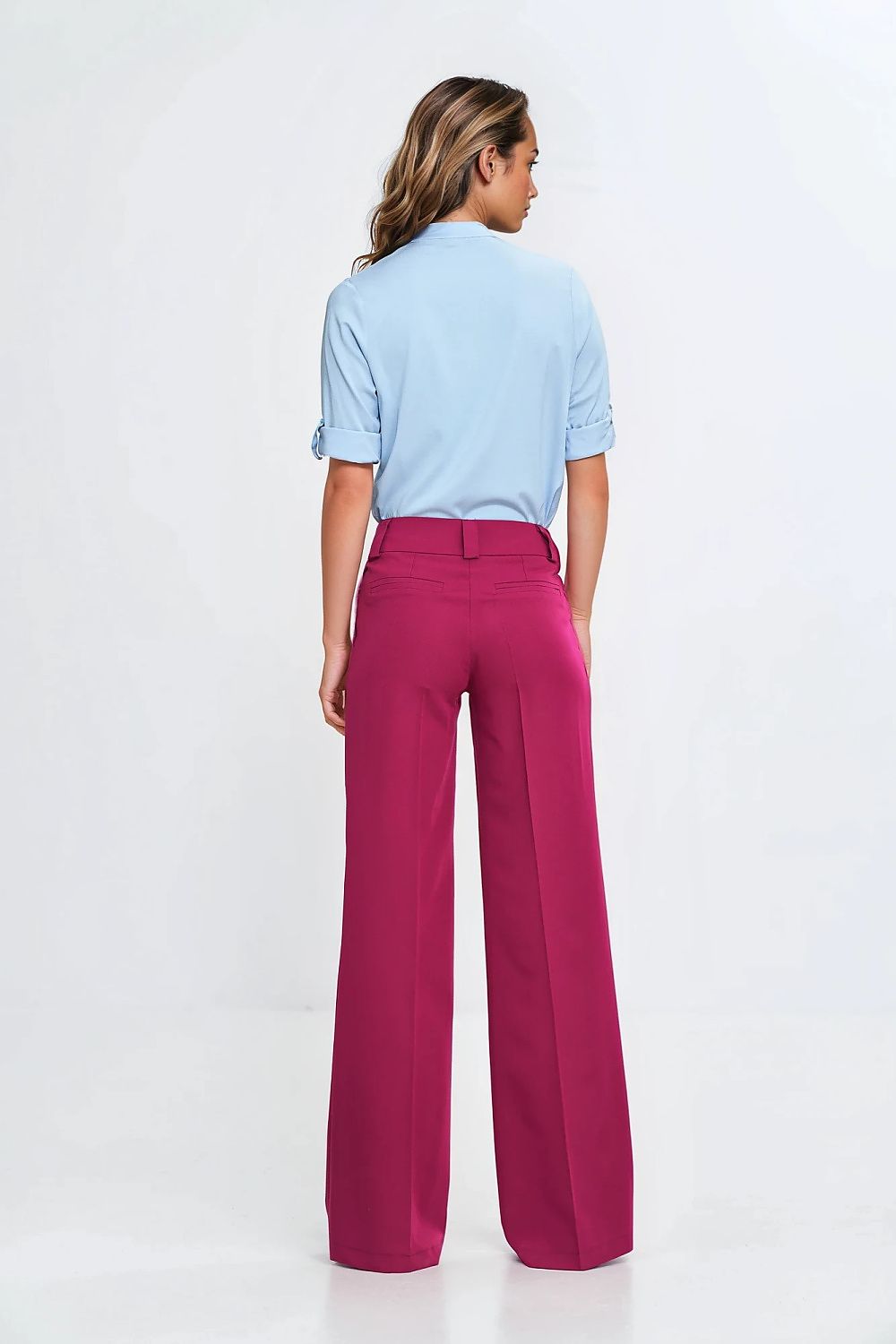 Elegant Light Viscose Blouse with Adjustable Cuffed Sleeves - Sizes EU 36-42