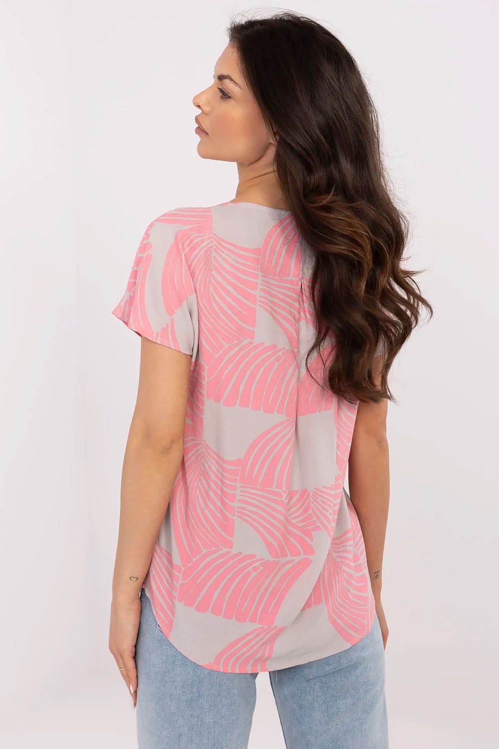 Elegant V-Neck Printed Blouse in Soft Viscose – Comfortable Everyday Style by Sublevel