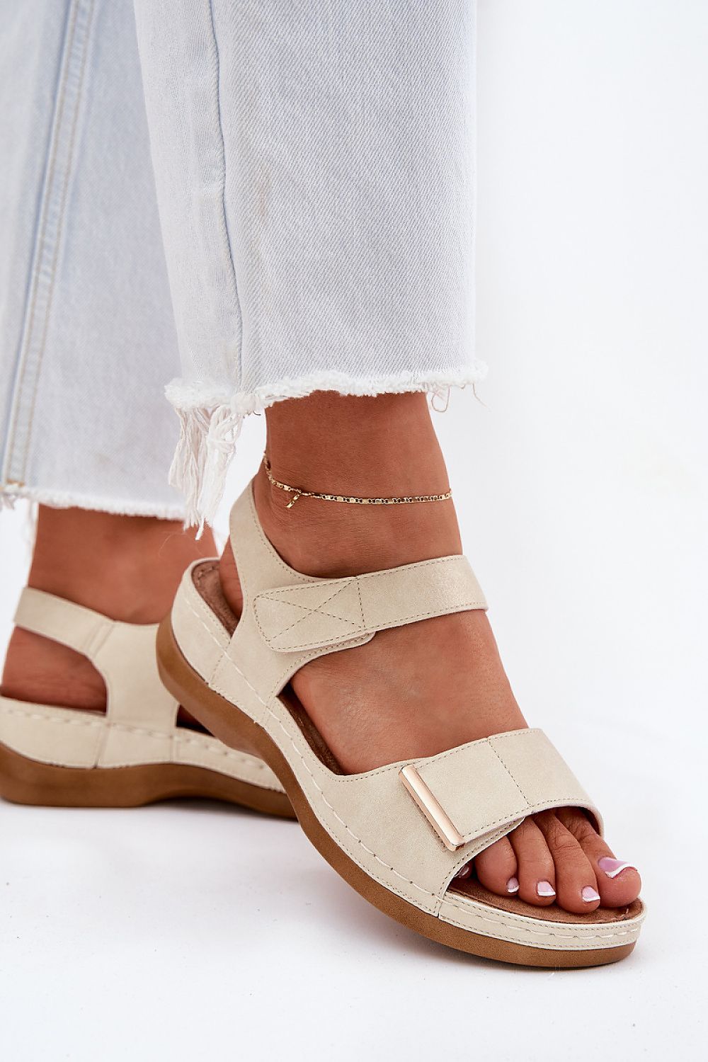 Women's Eco Leather Velcro Sandals with Cushion-Effect Insole – Stylish & Comfortable Summer Footwear
