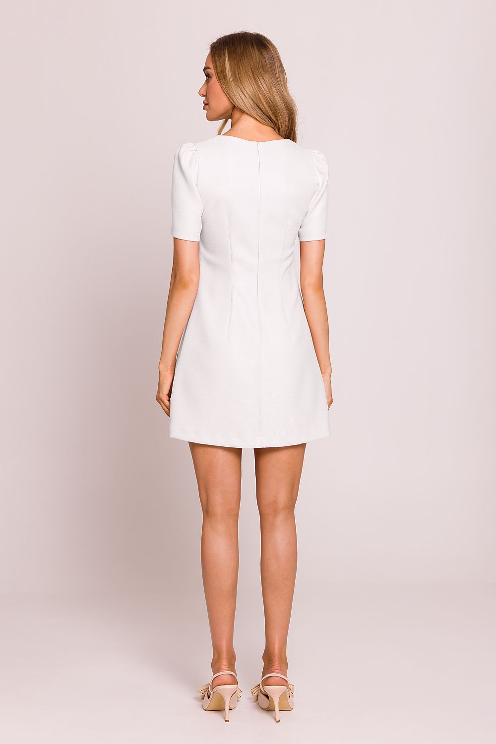 Charming Mini Dress with Heart-Shaped Gold Buttons - Sizes S to XXL - Elegant Trapeze Cut by Moe