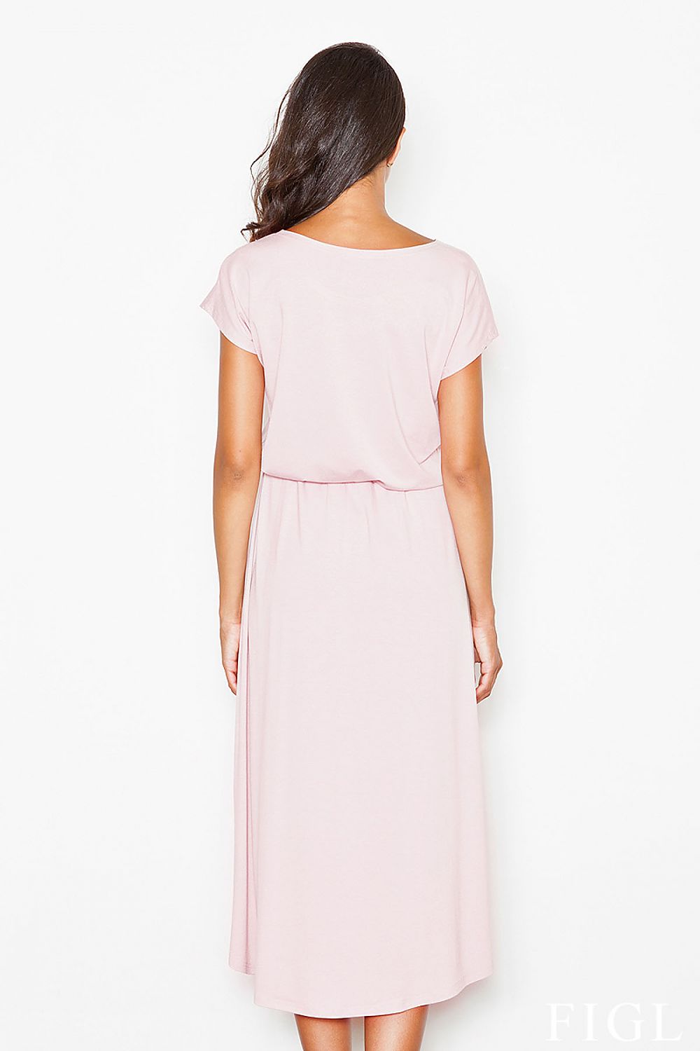 Asymmetrical Wrap Daydress by Figl - Soft Viscose Fabric, Boat Neckline, Adjustable Waist