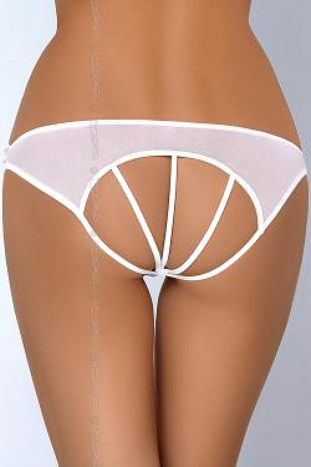 Axami Satin Bow & Frilled Cut-Out Panty in Delicate Tulle Mesh - S, M, L, XL Sizes