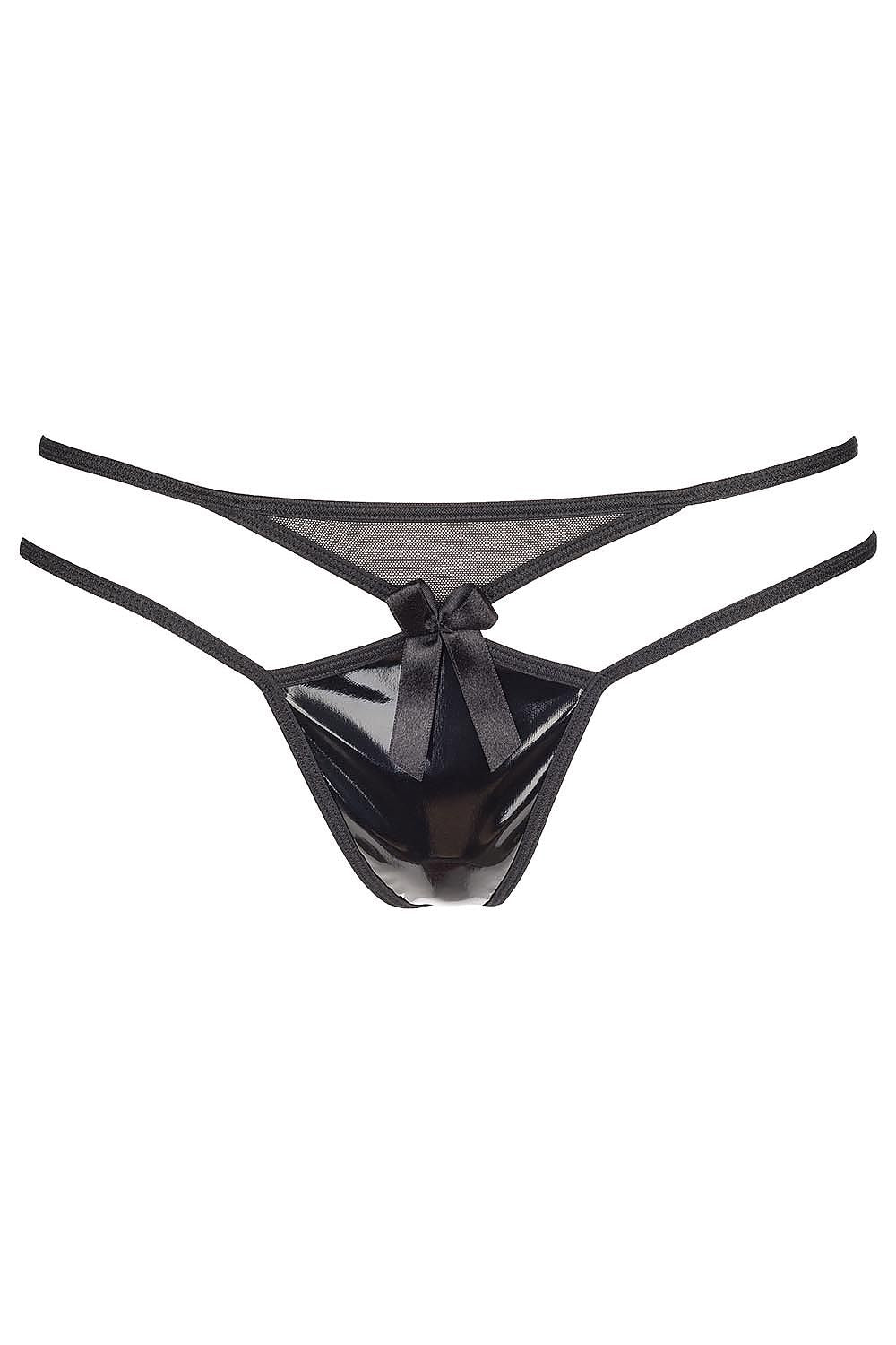 Axami Noir T-Back Thong with Glittering Fabric and Delicate Mesh Details